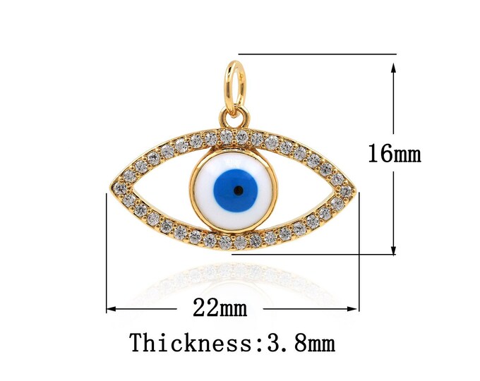 18K Gold Filled Devil eye pendant,Gold Dainty Eye Charms,Eye Charm Bracelet Necklace for DIY Jewelry Making Supply