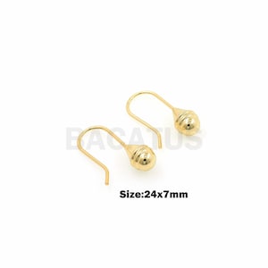 1 Pair, 18K Gold Filled Bone Clip Earrings, Thin Earrings, Earring Accessories, Cartilage Earrings, Dangle Earrings, 24x7mm