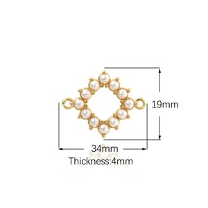 Cubic Zirconia Square Jewelry, 18K Gold Filled Square Connector, CZ Square Connector, DIY Jewelry Making Accessories 34x19x4mm