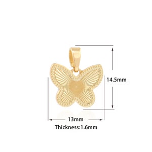 Vlinder ketting Charms vlinder charme, 18K goud gevulde vlinder hanger, DIY sieraden benodigdheden, 14,5x13x1,6mm