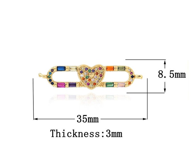 18K Gold Filled Paper Clip Connector,Gold Dainty Heart Connector,Heart Connector Bracelet Necklace for DIY Jewelry Making Supply