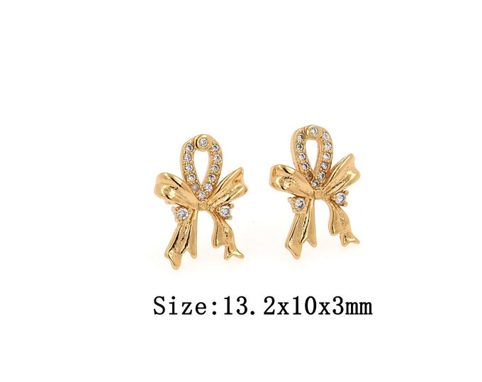 1pair 18K Gold Filling Bow Stud Earrings,Gold Bow Stud Earring,Simple Stud Earrings,Gift for Her