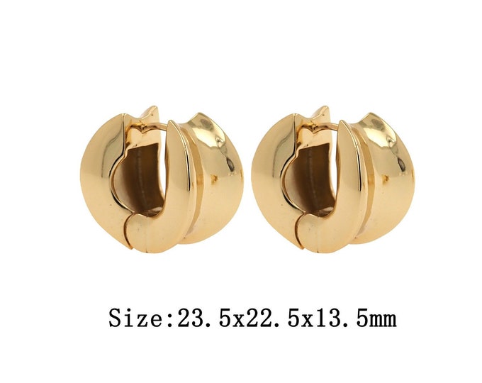 1 pair 18K Gold Filled Round Earrings,Gold Dainty Wide Earrings,Simple Earrings,Gift for Her