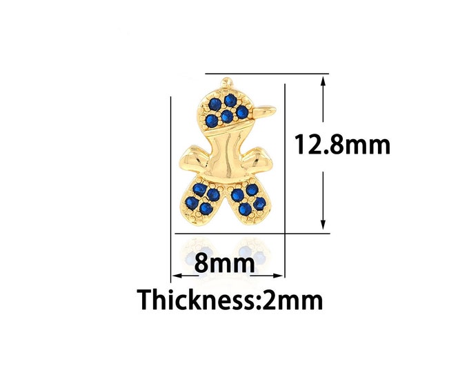 Boy Charm Gold Dainty CZ Boy Charms,18K Gold Filled Tiny Boy Pendant,Bracelet Necklace for DIY Jewelry Making Supply,8x12.8x2mm