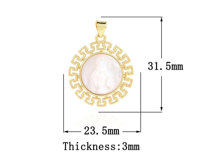 18K Gold Filled Fritillary Virgin Mary Pendant,Gold Dainty Religion Charms,Catholic Charm Bracelet Necklace for DIY Jewelry Making Supply