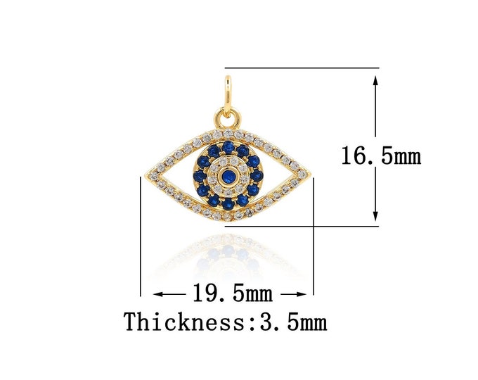 18K Gold Filled Devil Eye pendant,Gold Oval Charms,Eye Charm Bracelet Necklace for DIY Jewelry Making Supply