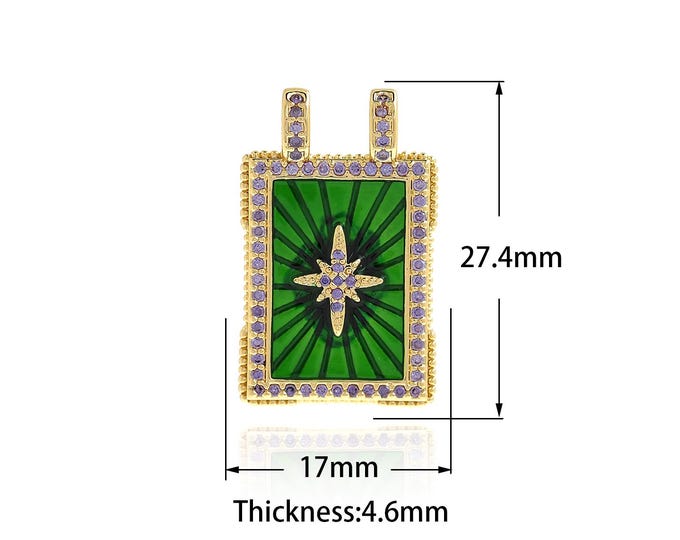 1Pcs Gold Filled Square Enamel Pendant Polaris Pattern Necklace Accessories Cubic Zirconia CZ Charm DIY Jewelry Making Supplies