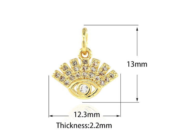 1PCS,Greek Eye Charm, Eye Pendant Suitable for Bracelets, Necklaces, Jewelry Products, Micro-Pave 18K Gold Filled Eye Jewelry