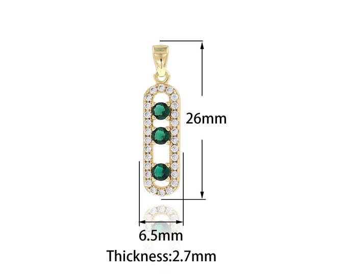 18K Gold-Filled Bar Pendant, Cubic Zirconia Pendant, Pave Zircon Pendant, Bar Necklace, DIY Jewelry Accessories