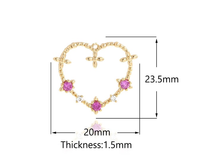 Amulet Discovery Transparent Micro-Pave Hollow Heart Pendant Dainty Pendant Suitable for Jewelry Making Supplies