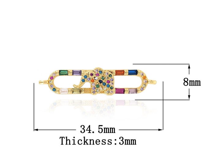 18K Gold Filled Elephant Connector,Gold Paperclip Connector,Elephant Connector Bracelet Necklace for DIY Jewelry Making Supply,8x34.5x3mm