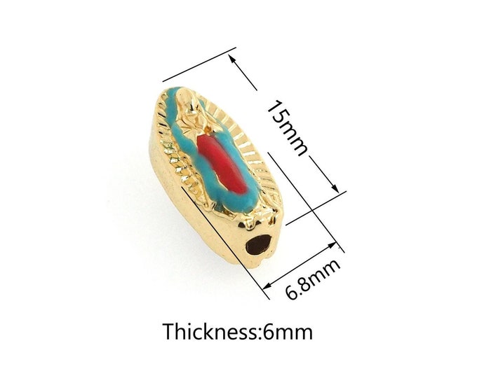 18K Gold Filled Virgin Spacer Beads,Fine Spacer Beads,Religion Geometry Spacer Beads,Gold Bar Beads for DIY Jewelry Making Supplies