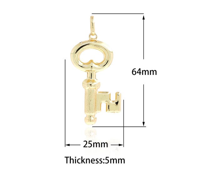 Gold Key Charms,18K Gold Filled Simple pendant Dainty Key Pendant,Bracelet Necklace for DIY Jewelry Making Supply,