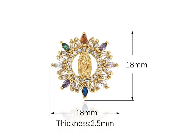18K Gold Filled Virgin Mary Pendant,Gold Dainty Catholic Charms,Simple pendant Bracelet Necklace for DIY Jewelry Making Supply