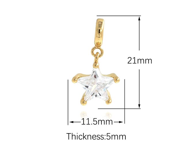 18K Gold Filled Star Pendant,Gold Dainty Star Charms,Simple pendant Bracelet Necklace for DIY Jewelry Making Supply,21x11.5x5mm