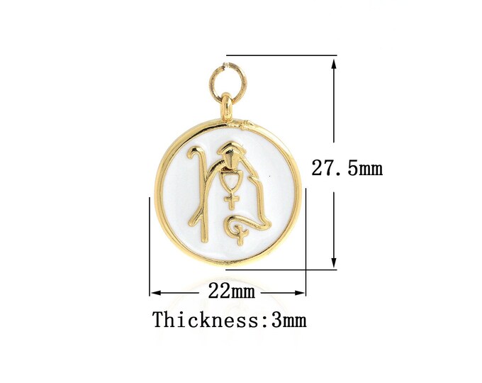 18K Gold Filled Round Charms, Priest Charms, Enamel Charms, Religious Jewelry, Missionary Charms, DIY Jewelry Supplies, 27.5x22x3mm
