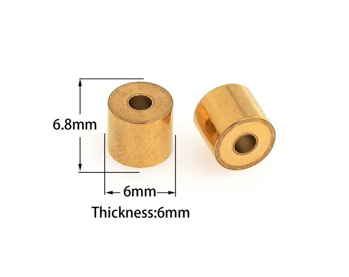10 pcs Cylinder Beads, Tube Beads, 18K Gold Filled Bracelet Beads, Bar Spacer Beads, DIY Jewelry Supplies, 6.8x6mm