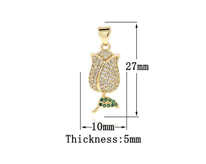 18K Gold Filled Flower Pendant, Gold Dainty Flower Charms,Simple pendant Bracelet Necklace for DIY Jewelry Making Supply