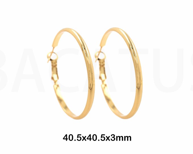 Minimalist Round Earrings, 18K Gold Filling Hoop Earrings, Small Circle Charm, Simple Geometric Circle DIY Jewelry Making,40.5x40.5x3mm
