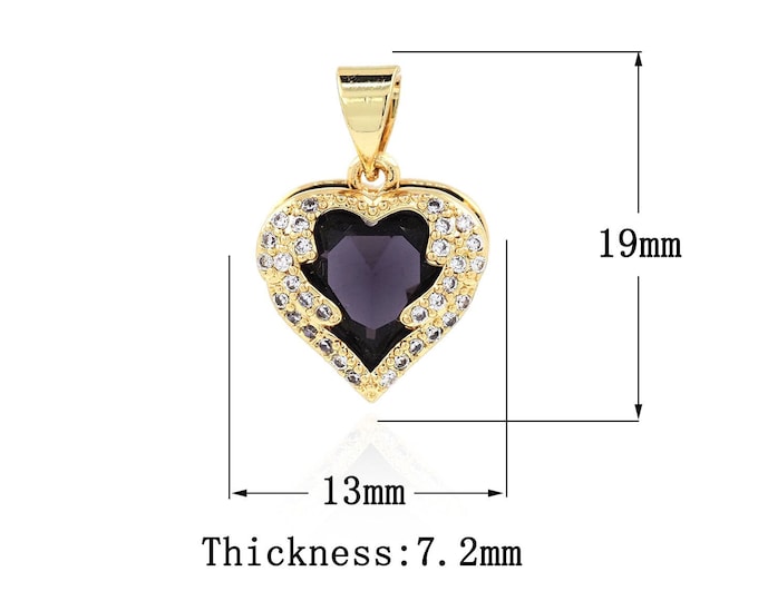 18K Gold Filled CZ Heart Pendant,Gold Dainty Heart Charms,Heart Charm Bracelet Necklace for DIY Jewelry Making Supply