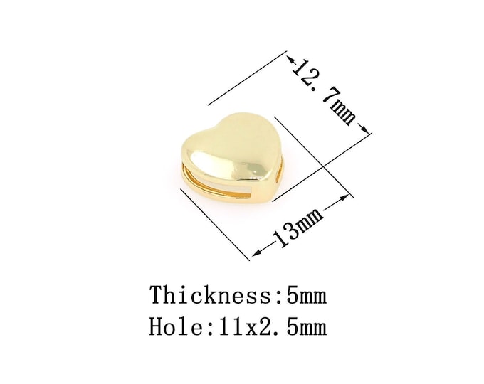 18K Gold Filled Heart Beads,Gold Heart Beads,Heart Beads DIY Gold Jewelry Making Supply