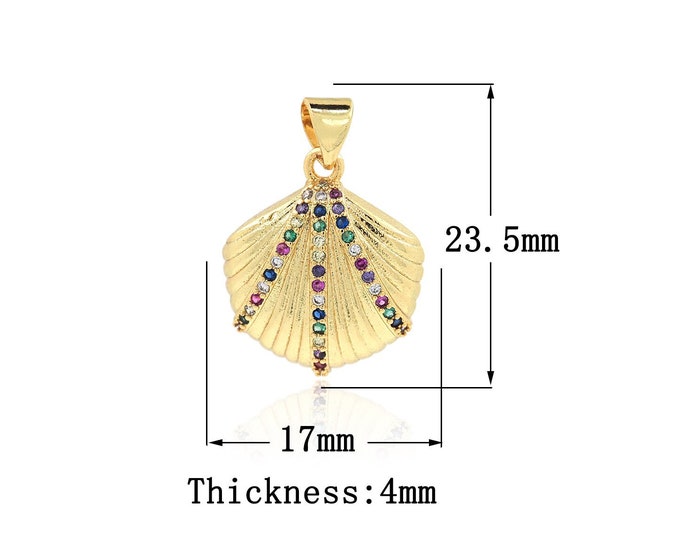 Gold Dainty Shell Charms,18K Gold Filled Shell pendant,Simple pendant Bracelet Necklace for DIY Jewelry Making Supply,23.5x17x4mm