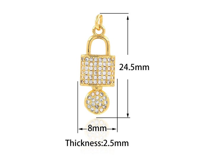 Key Lock Pendant Exquisite Lock Key Pendant,  Pure Gold Lock Pendant Necklace, The Best Valentine's Day Gift for Her 8.5x24.5x2.5mm