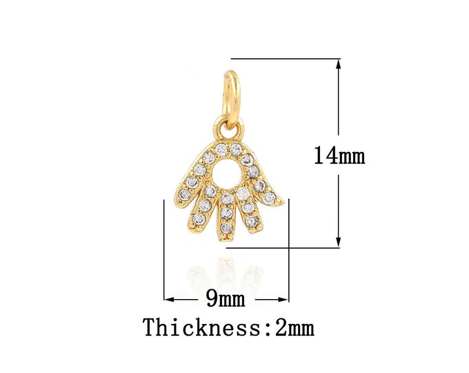 18K Gold Filled Hamsa Pendant,Gold Dainty Hand Charms,CZ Fatima Charm Bracelet Necklace for DIY Jewelry Making Supply