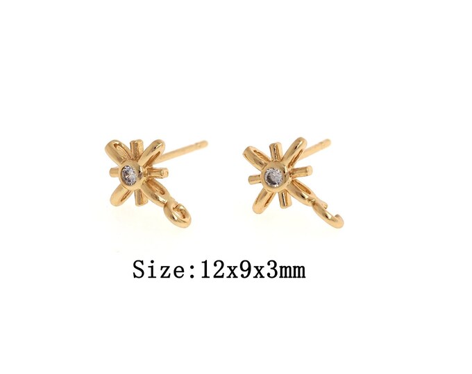 18K Gold Filled Polaris Earrings Findings, Micropavé CZ Earrings,Polaris Earrings Accessories,Hypoallergenic