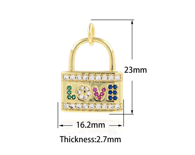 LOVE Lock  Charm 18K Gold Filled LOVE Lock Pendant,Gold Dainty Lock Charms,Bracelet Necklace for DIY Jewelry Making Supply,16.2x23x2.7mm