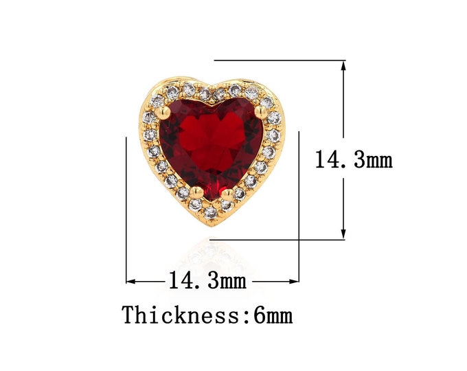 18K Gold Filled CZ Heart Pendant,Gold Dainty Heart Charms,Heart Charm Bracelet Necklace for DIY Jewelry Making Supply