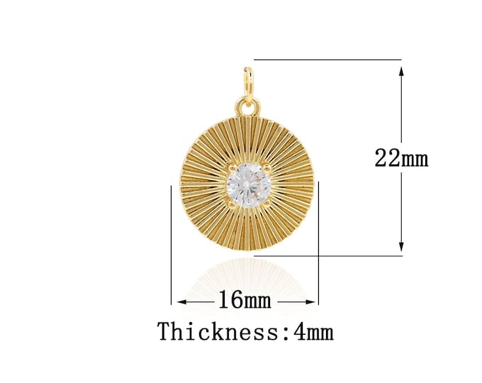 18K Gold Filled Round pendant,Gold Round Charms,Round Charm Bracelet Necklace for DIY Jewelry Making Supply