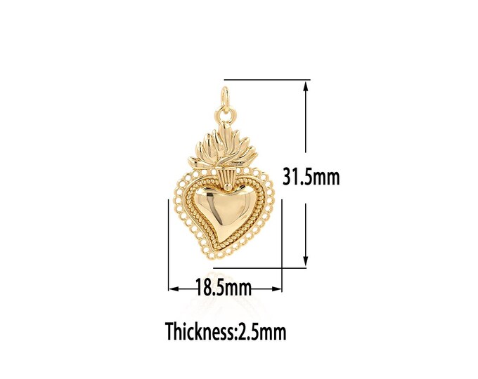 18K Gold Filled Heart Pendant,Gold  Dainty Charms, Minimalist  Charm Bracelet Necklace for DIY Jewelry Making Supply