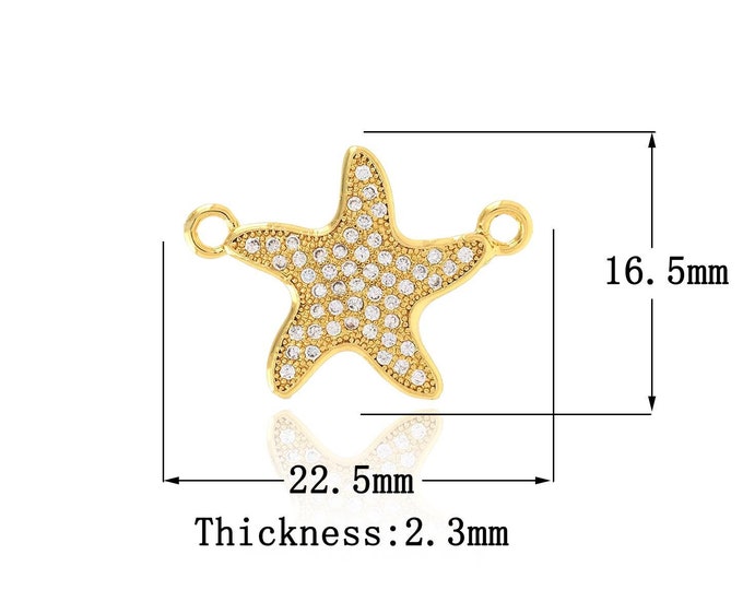 18K Gold Filled Starfish Connector,Gold Dainty Starfish Connector,Starfish Connector DIY Jewelry Making Supply,16.5x22.5x2.3mm