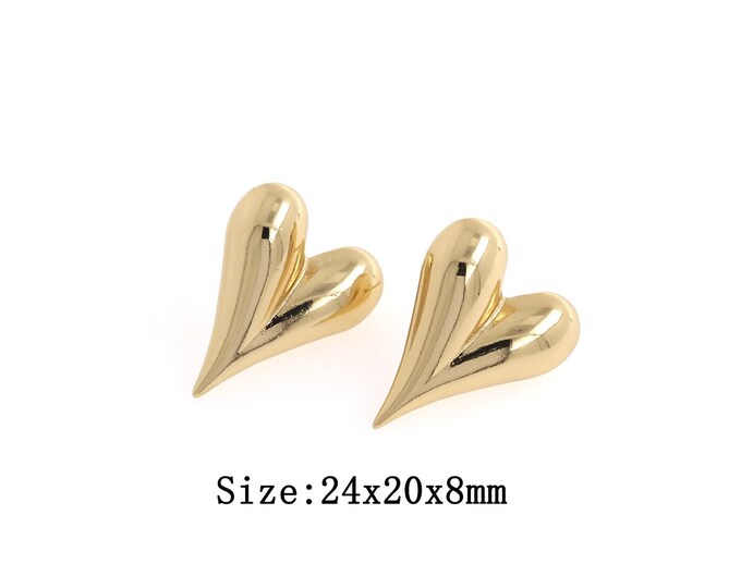 18K Gold Filled  Heart Stud Earrings, MicroPaved CZ Gold Heart Minimalist Stud Earrings,Heart Stud Earrings,Hypoallergenic