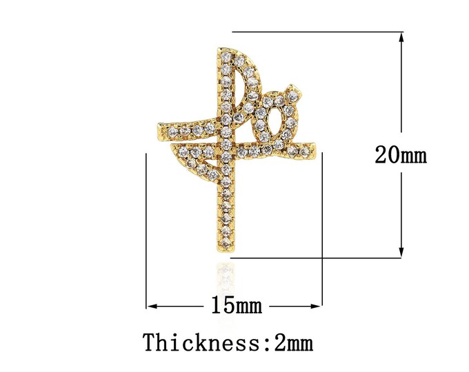 18K Gold Filled Fe Pendant,Gold Dainty CZ Word Charms,Letter Charm Bracelet Necklace for DIY Jewelry Making Supply