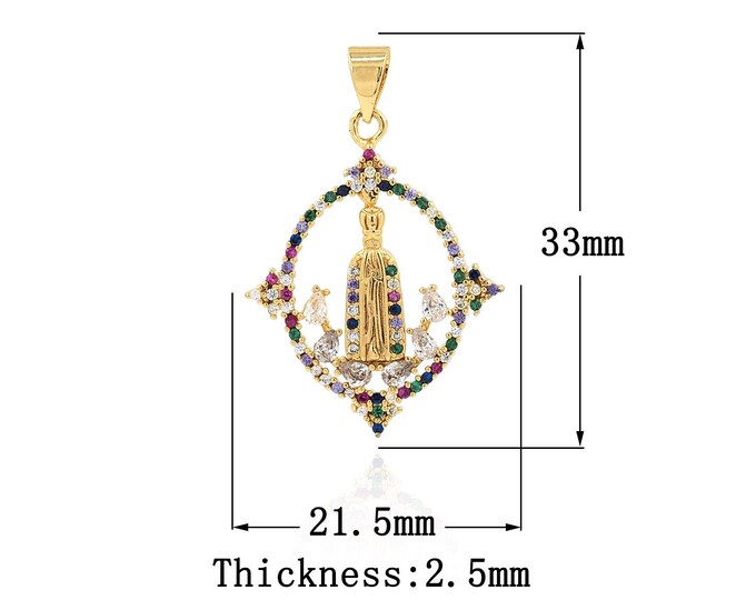 18K Gold Filled CZ Papal Pendant,Gold Dainty Religion Charms,Christian Charm Bracelet Necklace for DIY Jewelry Making Supply