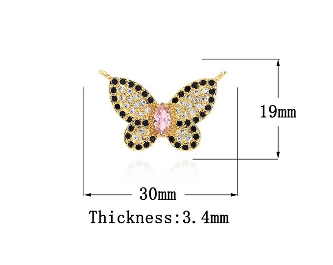 18K Gold Filled Butterfly Pendant,Gold Dainty Butterfly Charms,CZ Butterfly Charm Bracelet Necklace for DIY Jewelry Making Supply