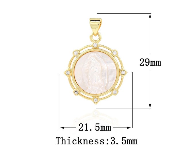 18K Gold Filled Virgin Mary Pendant,Gold Dainty Religion Charms,Fritillary Catholic Charm Bracelet Necklace for DIY Jewelry Making Supply