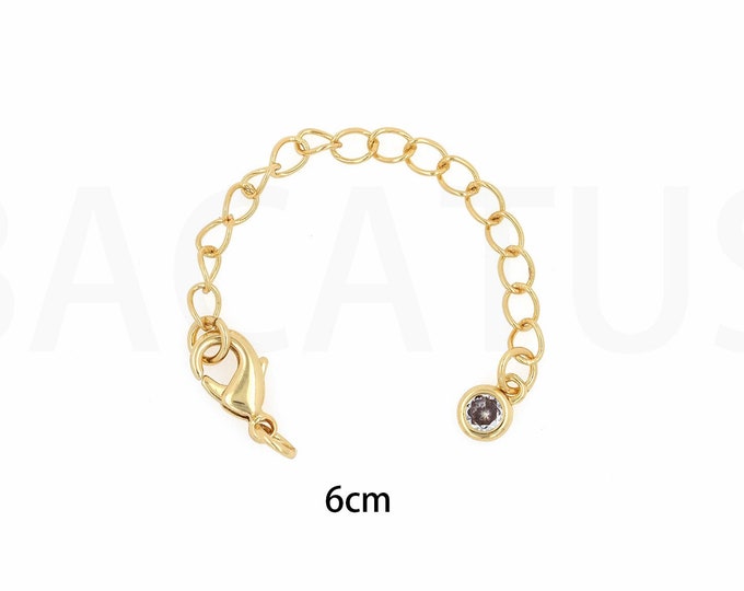 18K Gold Filled Heart Chain, Tail Chain, Necklace Extender, Lobster Clasp Extender, Bracelet Extender, DIY Jewelry Supplies, 6cm