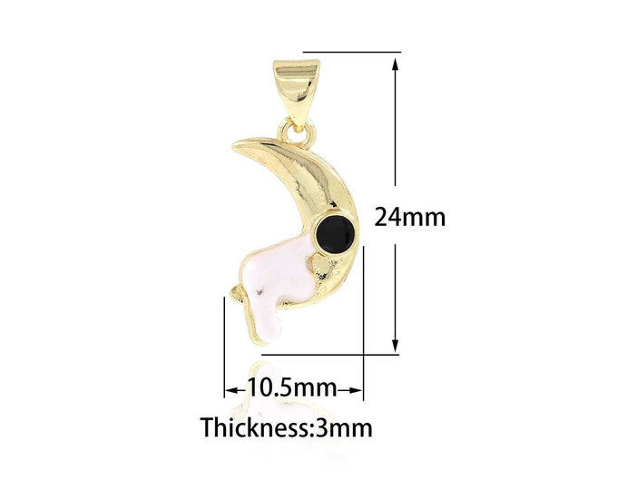 Dainty Astronaut Jewelry, Moon Pendant, 18K Gold Filled Crescent Necklace, NASA Charm, DIY Jewelry Supplies, 10.5x24x3mm