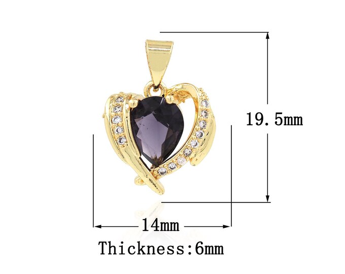 18K Gold Filled CZ Wings Pendant,Gold Dainty Wings Charms,Wings Charm Bracelet Necklace for DIY Jewelry Making Supply