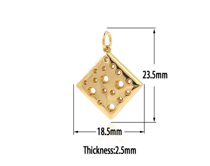 18K Gold Filled Square Pendant,Gold Dainty Square Charms,Square Charm Bracelet Necklace for DIY Jewelry Making Supply