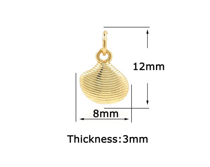 18K Gold Filled Shell Pendant,Gold Shell Charms,Dainty Shell Charm Bracelet Necklace for DIY Jewelry Making Supply