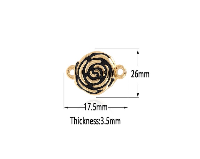 18K Gold Filled Flower Connector, Flower Connector,Enamel Flower Charm Bracelet Necklace for DIY Jewelry Making Supply