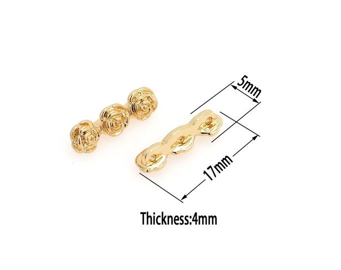 18K Gold Filled Long Beads,Gold Flat Beads, DIY Bracelet Necklace Earrings Jewelry Making