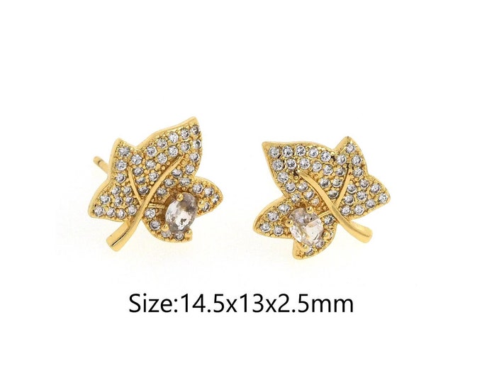 18K Gold Filling Leaf Stud Earrings,Gold Leaf Stud Earring,Simple Stud Earrings,Gift for Her