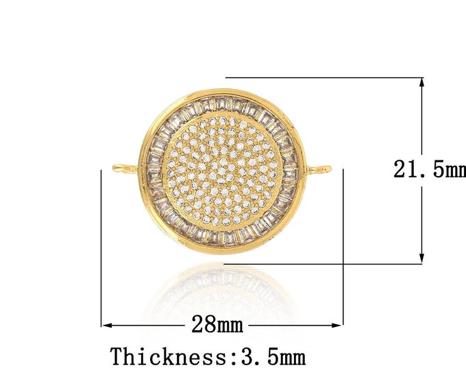 18K Gold Filled Round Connector,Gold Dainty CZ Round Connector,Simple Connector Bracelet Necklace for DIY Jewelry Making Supply