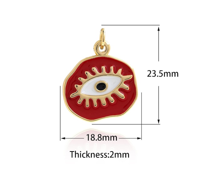 Micropavé CZ Enamel Eye Pendant,18K Gold Filled Eye Necklace, Greek Eye Charm, Eye Charm,DIY Jewelry Accessories,