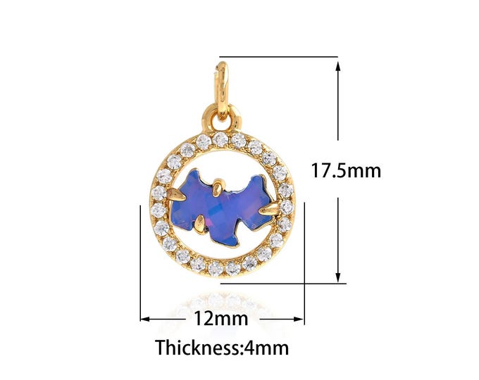 Gold Dog Pendant,Micropavé CZ Animal Jewelry,18K Gold Filling Pet Dog Charm , DIY Jewelry Making Supplies,